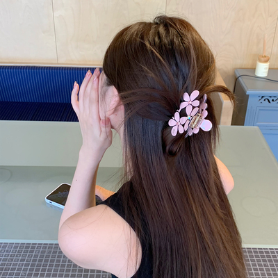 法式香香~精致镶锆花朵抓夹