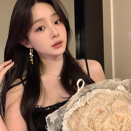 法式菱形流苏耳环女轻奢高级感气质大气耳饰耳钉显脸小耳圈耳扣