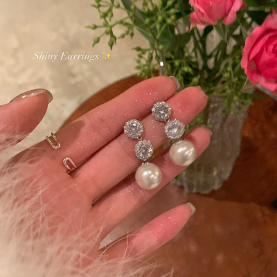 晚宴公主闪锆珍珠耳环