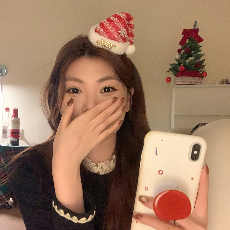 原创设计圣诞帽发箍发夹