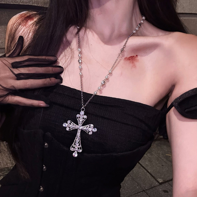 夜祷余温十字架长款项链