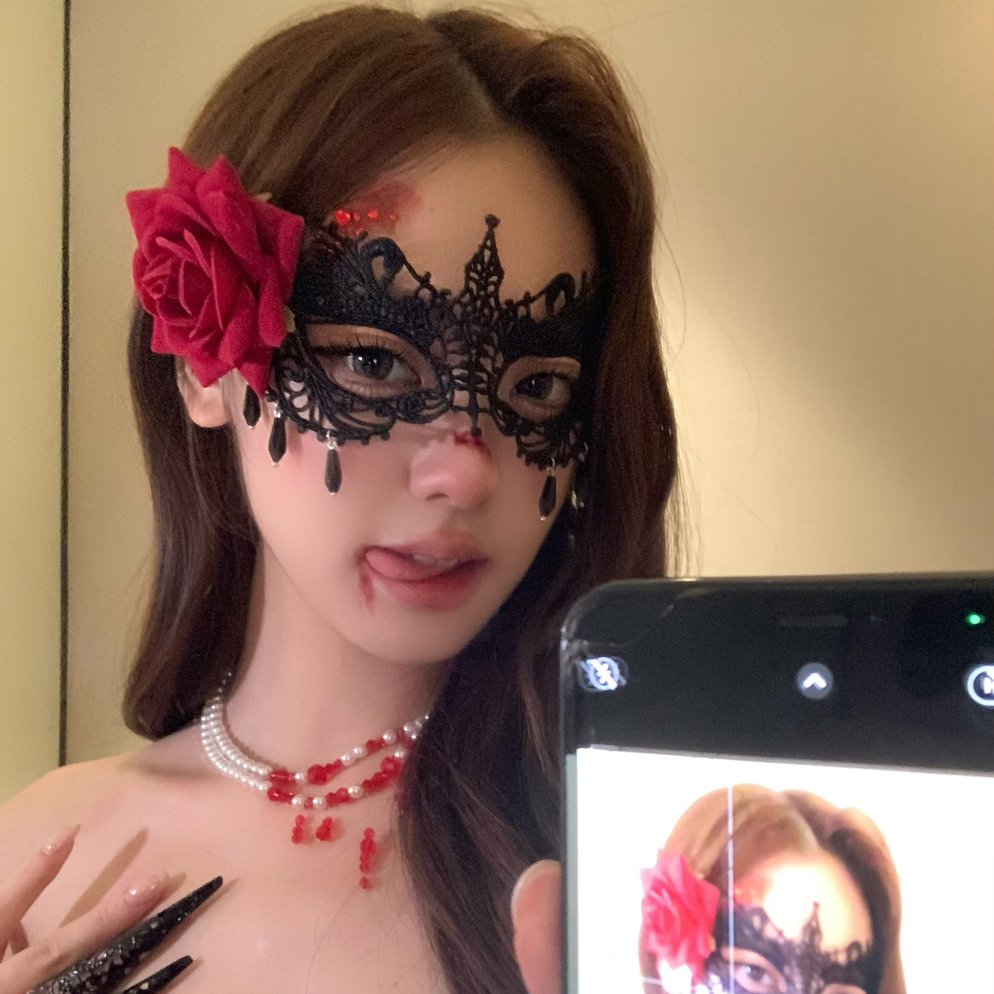 原创设计暗夜玫瑰蕾丝面罩