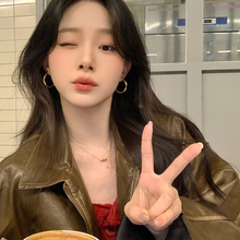 韩系金色扭纹素耳圈圆圈女高级感轻奢耳饰显脸小气质耳环简约耳钉