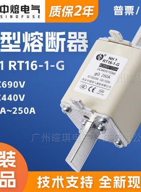 西安中熔NH1 RT16-1-G刀型触头熔断器保险丝690V低压快速熔断器
