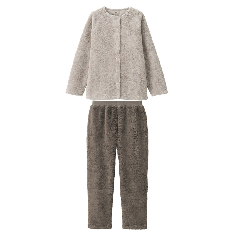 日系家居服套装女睡衣单件起居服秋冬加厚抓绒保暖外出穿开衫外套