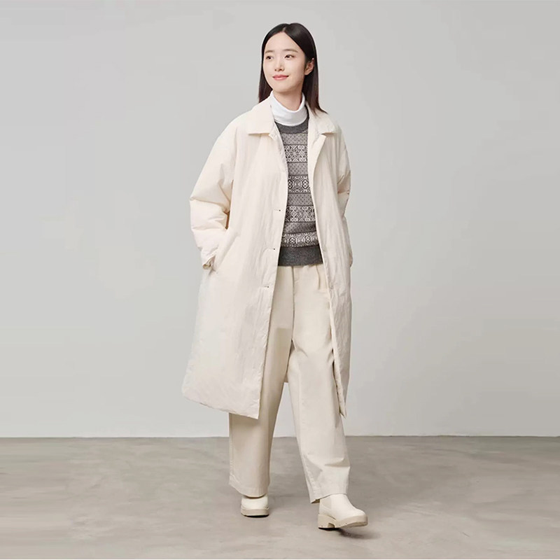 日系新款夹棉服女宽松立领大衣防风雨秋冬棉衣保暖大码棉服长外套