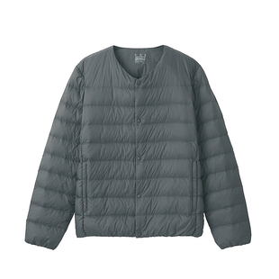 日系羽绒服男夹克衫轻量薄款无领休闲中间层保暖内胆羽绒外套茄克