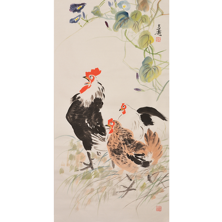 王雪涛纯手绘装饰画水墨画房间画客厅画十二生肖鸡写意画图片