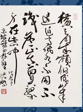 纯手写临摹名家沈鹏书法横看成领侧成峰草书诗词字画客厅卧室书房
