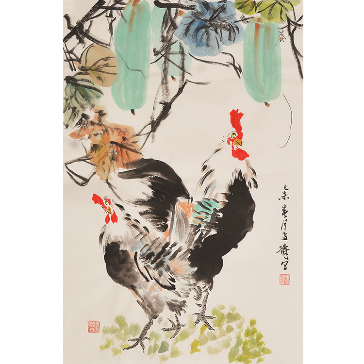 王雪涛纯手绘装饰画国画水墨画玄关画房间画客厅画十二生肖鸡图片