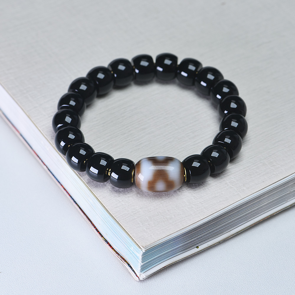 天珠天然西藏真品玛瑙虎牙天珠手串本命年多宝手链男女款转运珠串