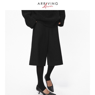 Arriving Arrive  复古高腰百搭休闲分割显瘦直筒宽松7分中裤春秋