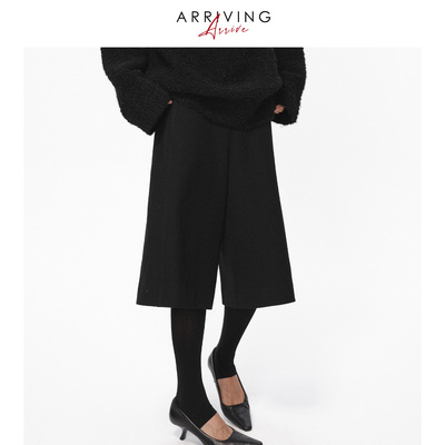 Arriving Arrive  复古高腰百搭休闲分割显瘦直筒宽松7分中裤春秋