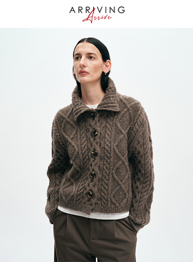 ArrivingArrive秋冬新款宽松复古绞花针织衫开衫毛衣女外套高级感