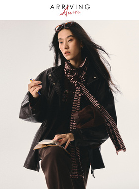 Arriving Arrive 秋冬复古轻盈易打理可调节收腰pu皮衣夹克外套