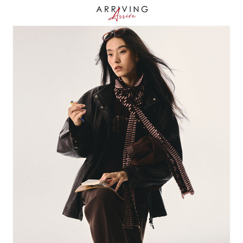 Arriving Arrive 秋冬复古轻盈易打理可调节收腰pu皮衣夹克外套