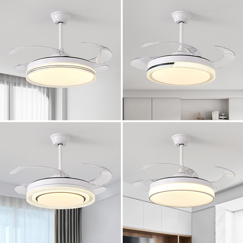 吊扇灯餐厅隐形变频风扇灯卧室现代简约led一体带电风扇客厅吊灯