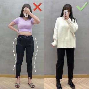 子 加绒加厚黑色牛仔裤 女秋冬装 小个子胖mm大码 宽松显瘦高腰直筒裤