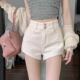 不规则辣妹白色高腰牛仔超短裤 女百搭显瘦显高a字外穿阔腿热裤 夏