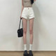 a字高腰显瘦休闲百搭辣妹热裤 春夏薄款 女美式 不规则白色牛仔短裤