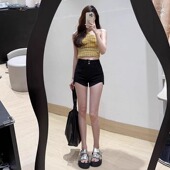 不规则黑色弹力牛仔短裤 女外穿打底高腰显瘦辣妹a字包臂紧身热裤