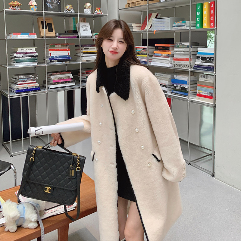 韩版气质长款羊羔毛棉服大衣女2025冬季新款宽松显瘦保暖棉衣棉袄图片
