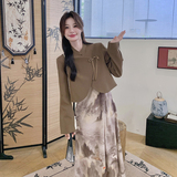 【新款】新中式水墨晕染连衣裙西装套装293-1090-165控228，女装连衣裙，浙宝293
