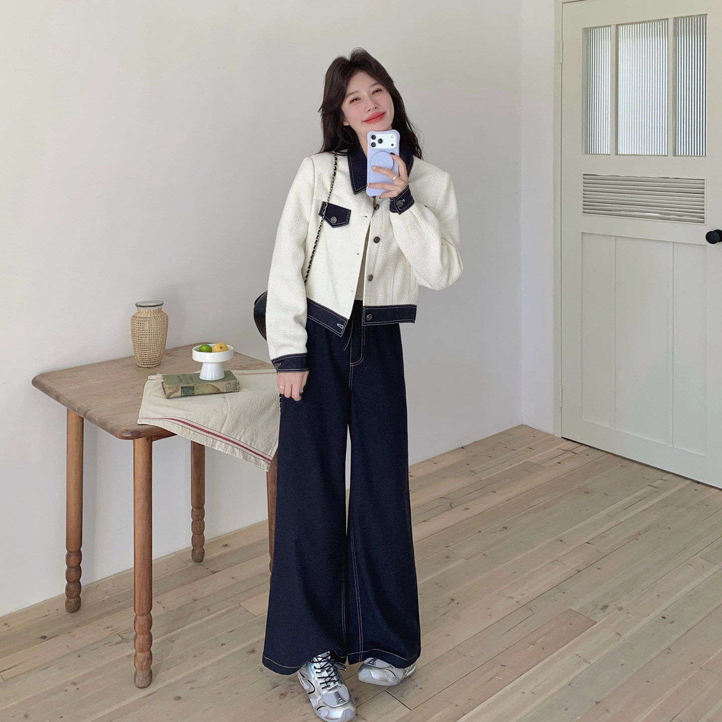 【新款】现货小香风拼接牛仔外套+裤套装293-287-P195控318,商品下架区,浙宝293