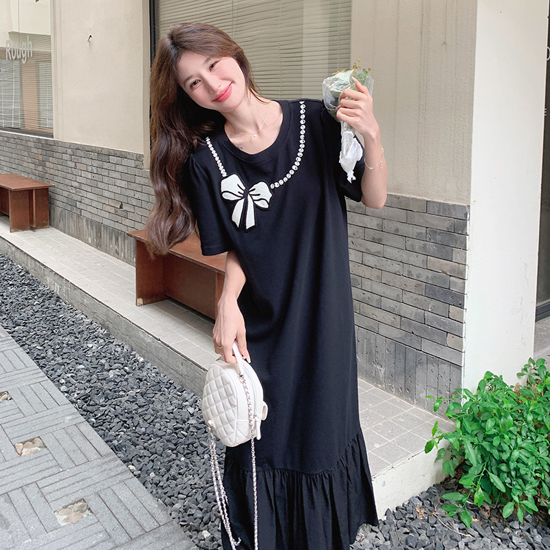 【新款】韩系黑色蝴蝶印花连衣裙293-1079-P105控158,女装连衣裙,浙宝293