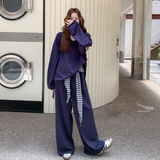 盐甜系穿搭藏青色披肩卫衣套装裙女秋季2025新款休闲阔腿裤两件套，女装套装/套裙，浙宝293