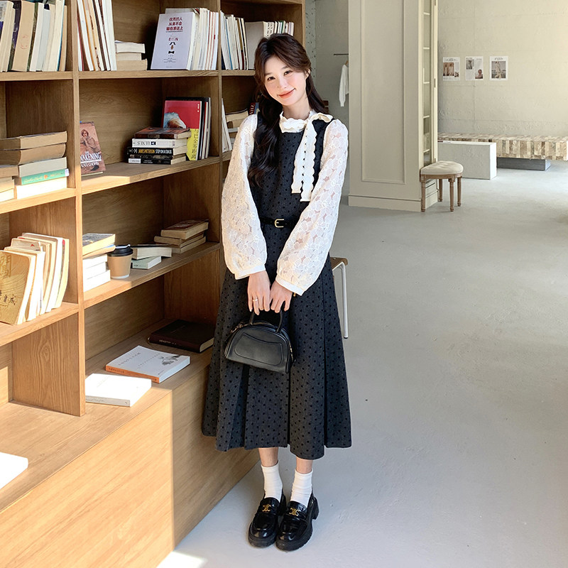 【春款现货】数据好！波点+蕾丝上衣套装裙293-2528-P165控238,商品下架区,浙宝293