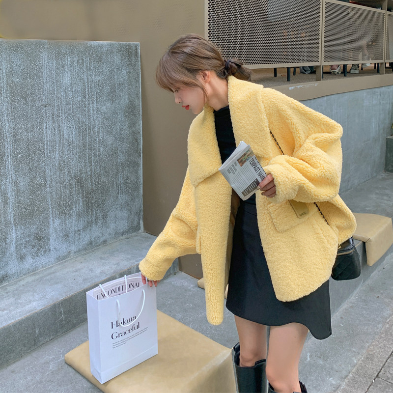 【冬装新款】韩版chic宽松羊羔毛短外套205A-K630-P165控248,女装短外套,浙宝293