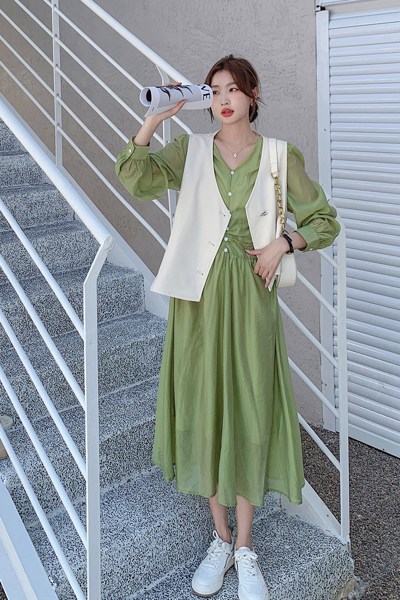 【新款】主推款！白色马甲连衣裙套装205A-8821-P135控198,女装连衣裙,浙宝293