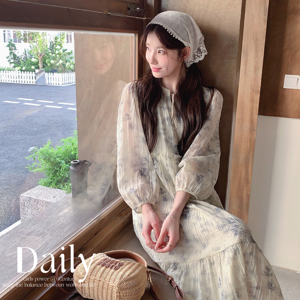 【新款】超仙水墨晕染木耳边连衣裙293-1109-P125控178，女装连衣裙，浙宝293