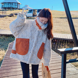 【新款】22冬口袋撞色皮毛一体短外套205A-9908-P165控248，女装短外套，浙宝293