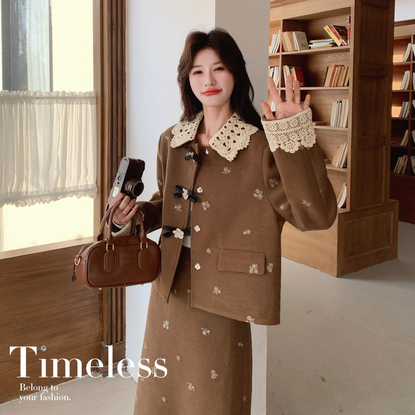 【新款】现货千金风刺绣花上衣+半身裙套装293-260-P215控348，女装套装/套裙，浙宝293