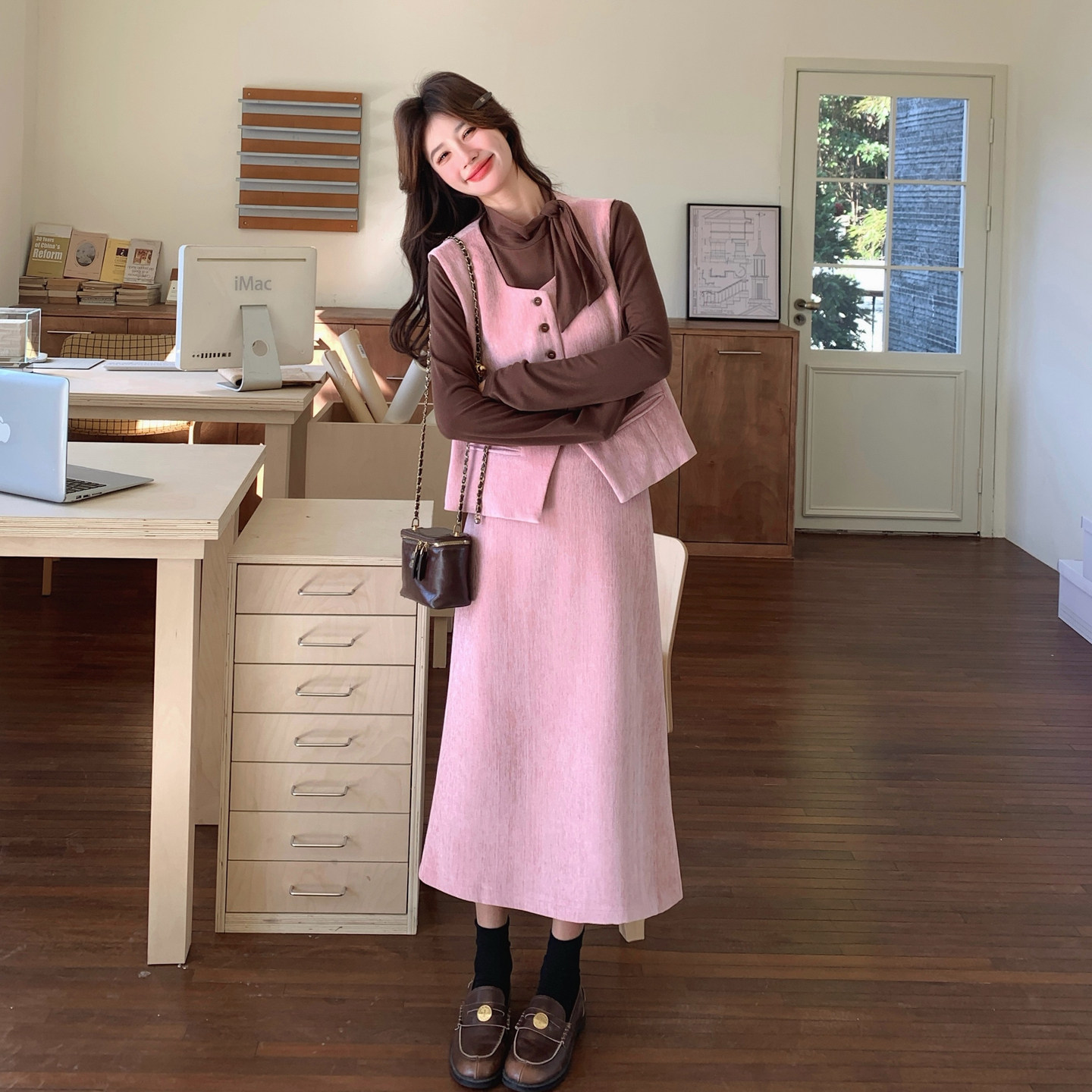 【新款现货】数据好针织t+马甲半身裙三件套293-270-P190控308，女装套装/套裙，浙宝293