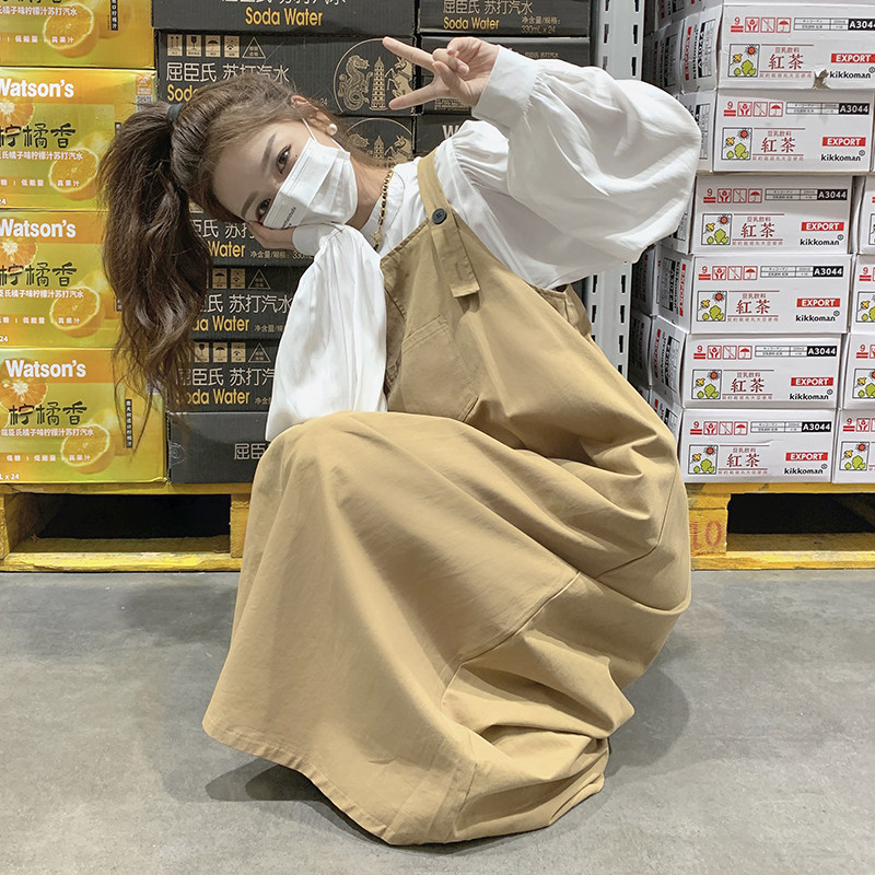 【新款】22秋主推款卡其色背带裙套装205A-8802-P130控188,女装连衣裙,浙宝293