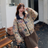 【新款】高充绒量复古涂鸦短款羽绒服293-220Y-P235控348，女装羽绒服，浙宝293