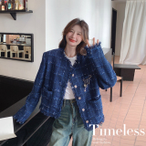 藏蓝色小香风外套女春季小个子2025年新款今年流行的漂亮短款上衣，女装短外套，浙宝293