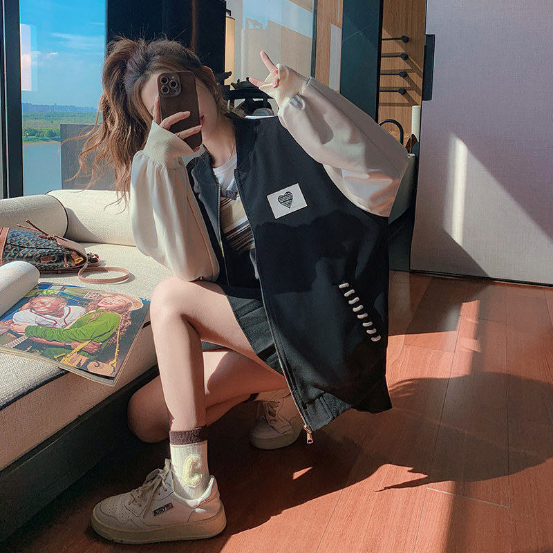 【新款】！撞色拼接贴标棒球服205A-8820-P130控188,女装短外套,浙宝293