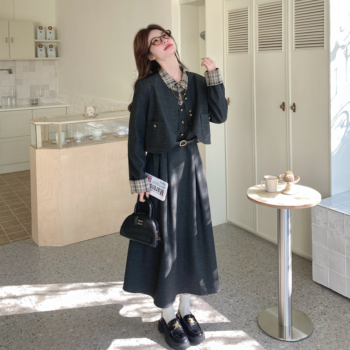 【新款】西装外套+假俩件连衣裙（送腰带）293-281-P245控398，女装套装/套裙，浙宝293