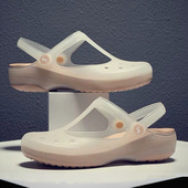 水晶果冻防滑沙滩鞋 洞洞鞋 大码 外穿镂空平底休闲凉鞋 女包头凉拖鞋