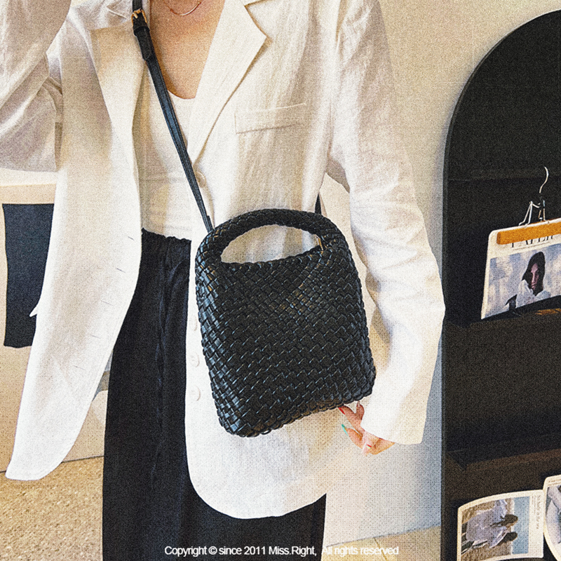 mini手提包手工编织包包女水桶包