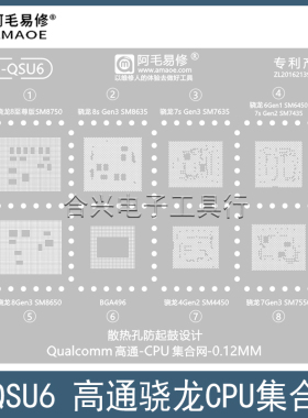 骁龙8至尊版/8sGen3/8Gen3钢网/骁龙7sGen3/2 6Gen1/4Gen2植锡网