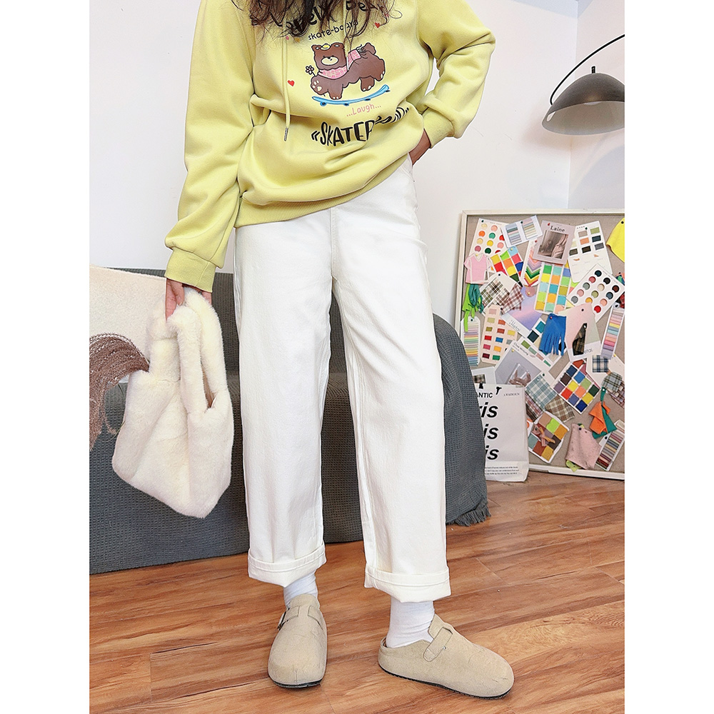 磨毛抓绒宽松遮肉休闲哈伦牛仔裤