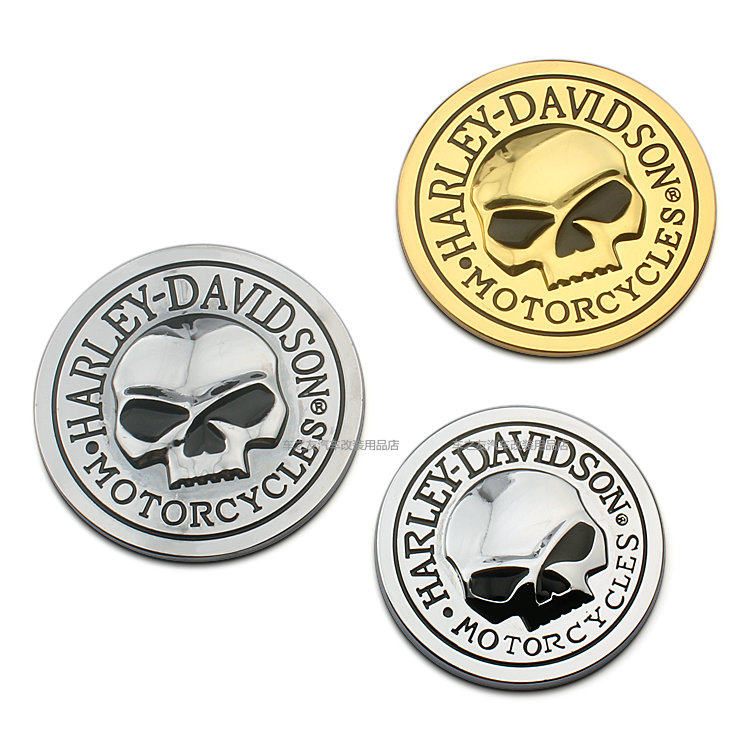 骷髅头圆形车标油箱盖贴车身贴划痕3D立体车贴个性装饰车尾标