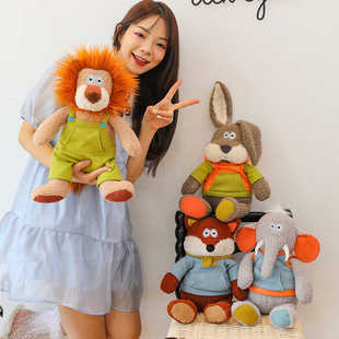 网红狮子公仔穿衣服小兔子布娃娃安抚象毛绒玩具狐狸玩偶儿童礼物