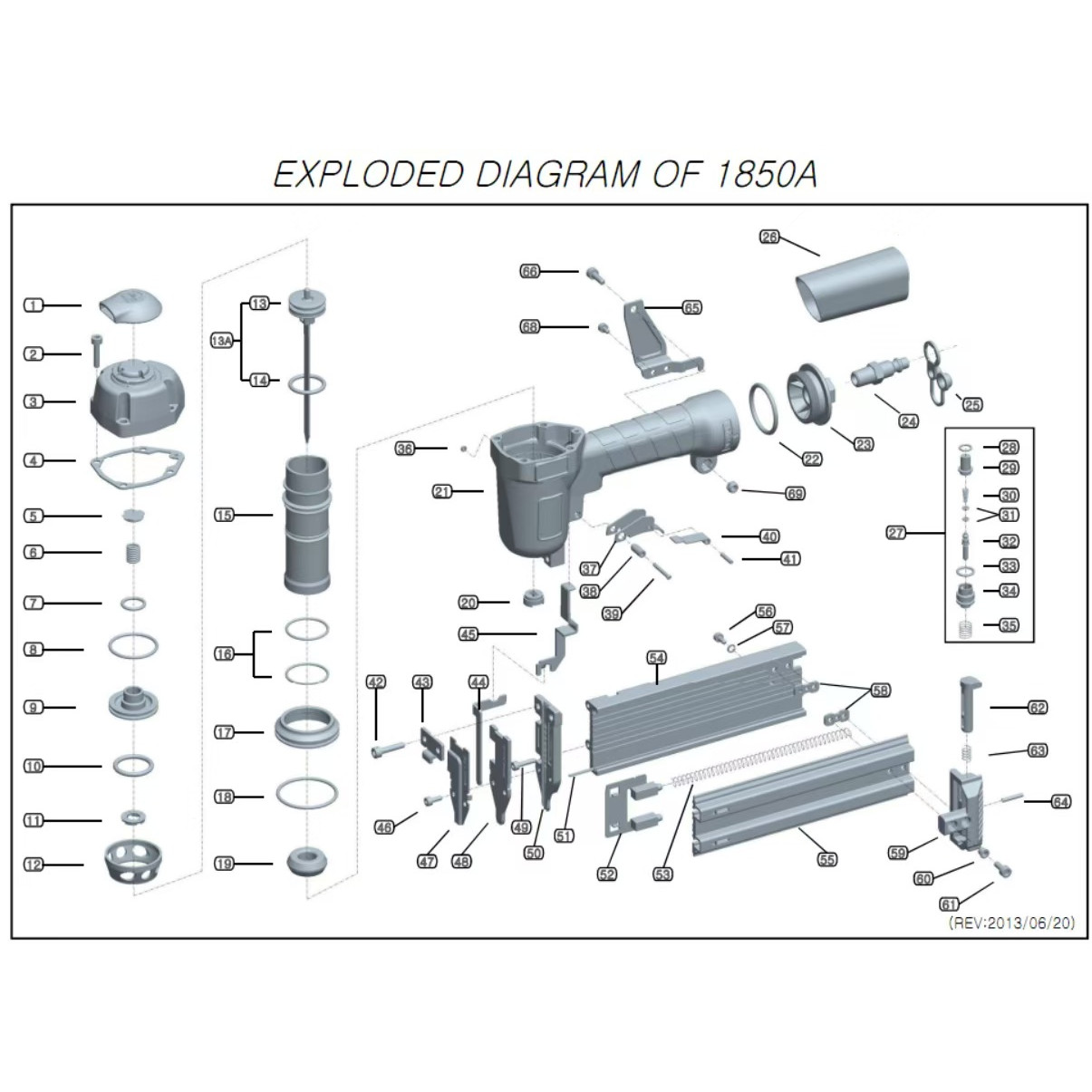 韩国JIT气动直钉枪排钉1850A原装配件F50射钉枪零件配件原厂极拓