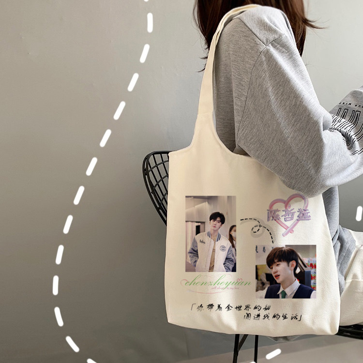 陈哲远周边同款明星应援帆布包女学生书包大容量单肩包手提购物袋